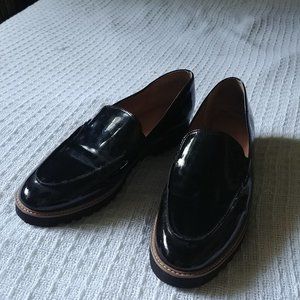 Franco Sarto Black Patent Leather Loafers, 9.5